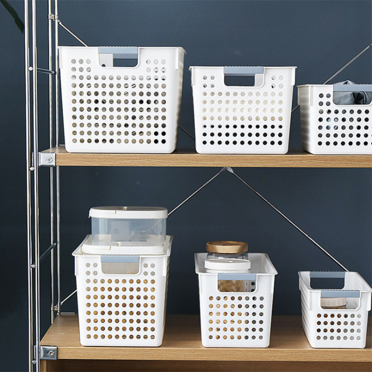 Plastic storage basket thick rectangular kitchen storage basket bathroom tabletop grocery snack basket finishing basket