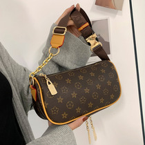 Small bag women autumn and winter 2021 New Fashion old flower one shoulder underarm bag wide shoulder strap Joker crossbody dumpling bag