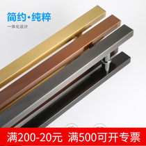 Matte black stainless steel glass door handle square pipe large handle frosted titanium gold door with rose gold door handle