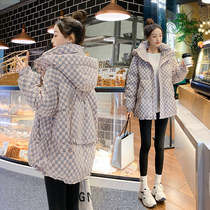 Chessboard Plaid Down Jacket Women's Short 2021 Winter New Loose Explosions Small White Duck Down Jacket Tide