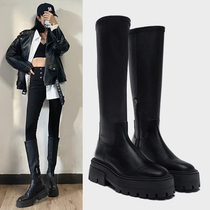 2021 new autumn winter ZA no knee long boots female small thick soled high boots female side zipper Knight boots