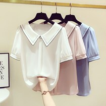Tide brand chiffon shirt short-sleeved womens 2021 summer new high-end design sense fashion large size shirt Western style thin section small shirt