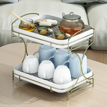 Cup holder drain storage fruit filter tea tray tea holder bottle glass cup double-layer household water cup rack
