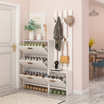  Ultra-thin dump into the door of the home shoe cabinet shoe stool with coat rack integrated against the wall household simple modern narrow entrance