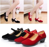 Old Beijing cloth shoes people dance shoes Flannel Dance shoes hotel work high heel Yangge dance shoes men and women performance dance shoes