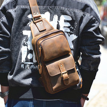 Original Mad Mapi New Chest Bag Large Capacity Single Shoulder Diagonal Satchel Personality Casual Bull Leather Male Bag Genuine Leather Backpack Tide