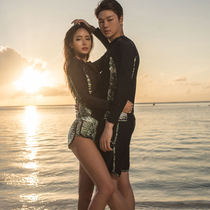 Korean diving suit split zipper sunscreen jellyfish men and women long sleeve swimsuit surf suit couple set