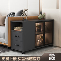 Sofa side cabinet side cabinet glass coffee table light luxury simple modern side living room Mobile tea table small apartment corner