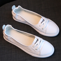 Hong Kong IT tide brand leather shallow mouth pedal white shoes womens 2021 summer new versatile flat Korean single shoes