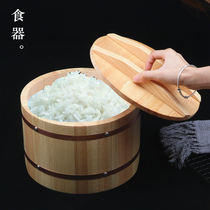 Japanese-style luxury wooden sushi rice bucket with lid Rice bucket rice bucket rice bucket Insulation wooden bucket Sushi restaurant Bibimbap bucket rice bowl