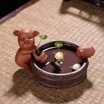 Tea pet pig can be raised Lucky Purple sand ornaments Zen tea ceremony Pure handmade tea play tea set Tea table decoration creative decoration