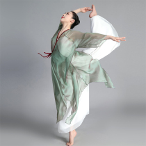 Classical dance performance suit Female elegant chiffon body rhyme long yarn Chinese style folk dance practice suit performance suit