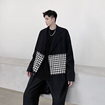 Winter Yamamoto Diablo vintage black woolen coat male long loose Korean hairy trench coat tide