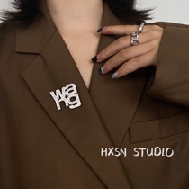 European and American wang letters full of drilling anti-disconnected breast needle creative clothes accessories cold wind and fashionable