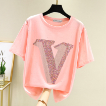 Tide brand summer 2021 thin casual short sleeve slim top female round neck loose wear large size T-shirt