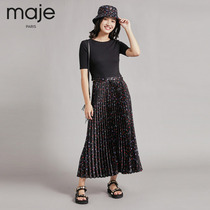 maje2021 spring and summer new womens French elegant printing detachable pleated dress MFPRO01787