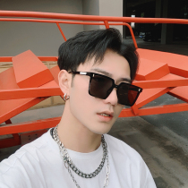 American casual summer black sunglasses mens anti-ultraviolet strong light driving big face glasses driving square sunglasses