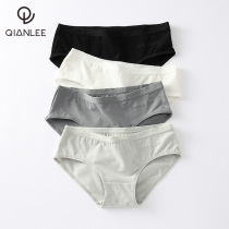 4 panties womens pure cotton cotton crotch low waist womens triangle bottom pants head girl raw solid color incognito mid-waist cotton