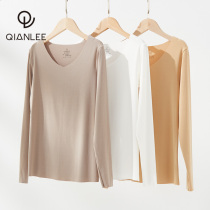 Modell hit bottom lingerie undershirt woman low collar meat color no-mark invisible undershirt blouse wearing close-fitting spring and autumn