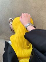 Pregnant womens skirt spring and summer thin split size French chiffon skirt Joker temperament pleated skirt medium and long skirt