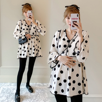 Pregnant women autumn suit fashion trendy mom personality spring and autumn top Long sleeve Chiffon shirt Autumn and winter pregnant women dress