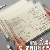 A4 Loose-leaf notebook Mind map notebook Transparent detachable coil Simple ins wind thickened grid Cornell horizontal notepad College graduate school diary 6 holes blank