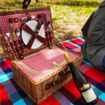 Net red outdoor picnic basket ins home storage basket rattan Wicker bamboo fruit basket pastoral portable outing basket