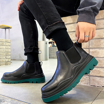  BV Chelsea boots mens summer with the same British style Martin boots thick-soled increased big head leather mid-top chimney boots