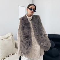 Mina 2021 fur vest womens long vest coat Toka fur one real hair coat anti-season clearance