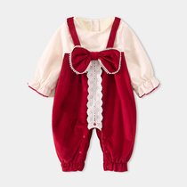 Baby Clothes Spring Dress Newborn Baby Girl Conjoined Clothes Full Moon 100 Days Old Dress Spring Autumn Princess Khae Climbing Clothes