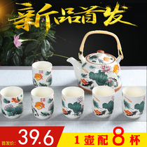 Ciliang pot tea set kung fu complete set of Home hotel teapot ceramic teapot tea cup large capacity bubble teapot