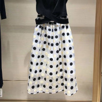 Brothers new womens 2021 summer dress high waist A-line wave dot mid-length skirt umbrella skirt womens skirt