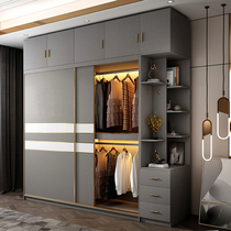 2021 new bedroom sliding door wardrobe Nordic glass cabinet sliding door wardrobe modern corner household locker