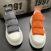 Shoes men 2021 new summer trend thick sole pedal canvas shoes mens white low-top boys increase shoes