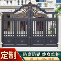 Villa door to open door aluminum alloy courtyard door home country yard rural electric high-end aluminum Art double door