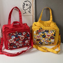 Cartoon portable cute lunch box bag portable small light mother and baby out shoulder Joker fashion canvas bag