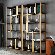 Light Extravagant Modern Stainless Steel Floor Bookshelves Display Case Golden Shelve Display Living-room Decoration Metal Bogu Racks