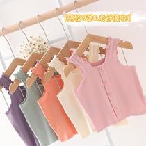 Girls Summer thin vest 3 female baby Western style suspender top Childrens Western style Candy color sleeveless T-shirt undershirt