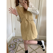 BingDaily design sense spring pleated strap skirt womens 2022 Korean sleeveless dress a word short skirt