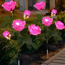Solar Rose Flower Light LED Garden Decoration Emulation Flower Light Outdoor Waterproof Patio Park Villa Grass Terrace Lamp