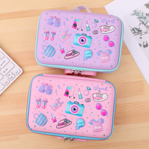 Qidong pen bag Large capacity Childrens portable password box Primary school password lock stationery box Girls pencil box