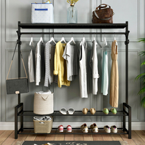  Hanger Floor-to-ceiling bedroom folding clothes rack Simple single rod indoor clothes rack Household balcony clothes rack