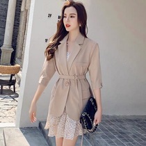 MAJE KARA Small blazer dress women 2021 Autumn New set vintage print suspenders