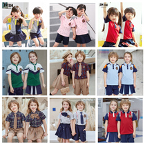 Kindergarten garden clothes Summer clothes short-sleeved British style childrens performance class clothes Primary school school uniforms suit performance clothes Childrens clothing