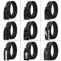 New mens business belt high-end pu edge lychee pattern fashion belt automatic iron buckle head