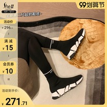 (sheii Su Yinyin) new second generation ~ casual high stretch thick-soled knitted socks shoes womens sneakers