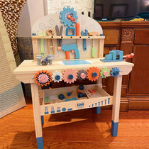 Wooden childrens repair toolbox toy set boy repair table puzzle simulation House baby screw screw