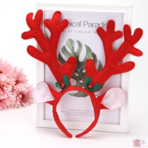 New creative Christmas big antler headband red brown multi-horned cotton with small Bell Christmas antler headband