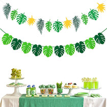 Kindergarten plant corner arrangement decoration Green non-woven leaf pull flag hanging home Nordic style hanging charm