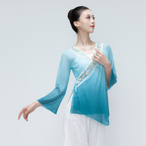 Classical Fluor Body Rhyme Dresses Dance Suit Chinese National Gradient Embroidered Short Cardiovert Blouse Suit